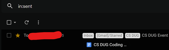Gmail sent shows subject
