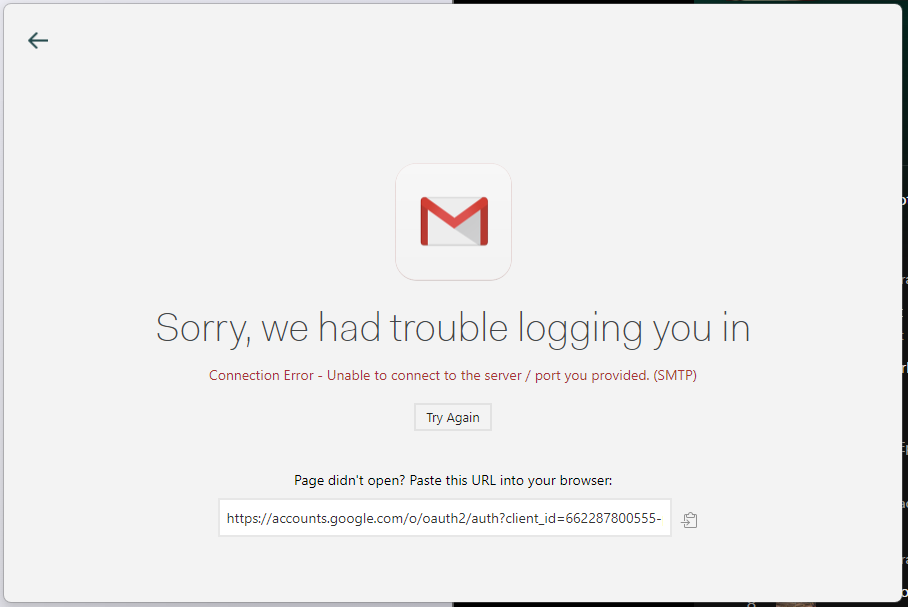 mailbird smtp connection error